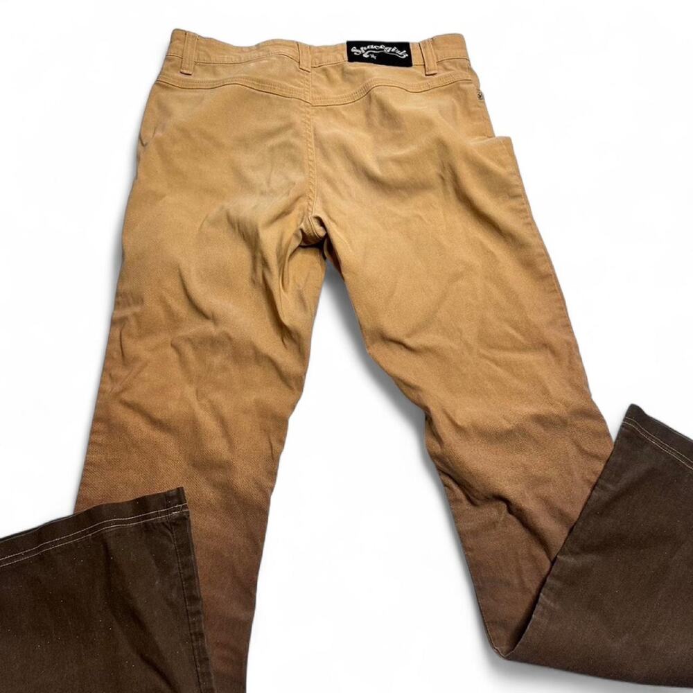 Spacegirlz y2k low rise flare multi color brown pants Womens size 5 waist 26 - Picture 2 of 5